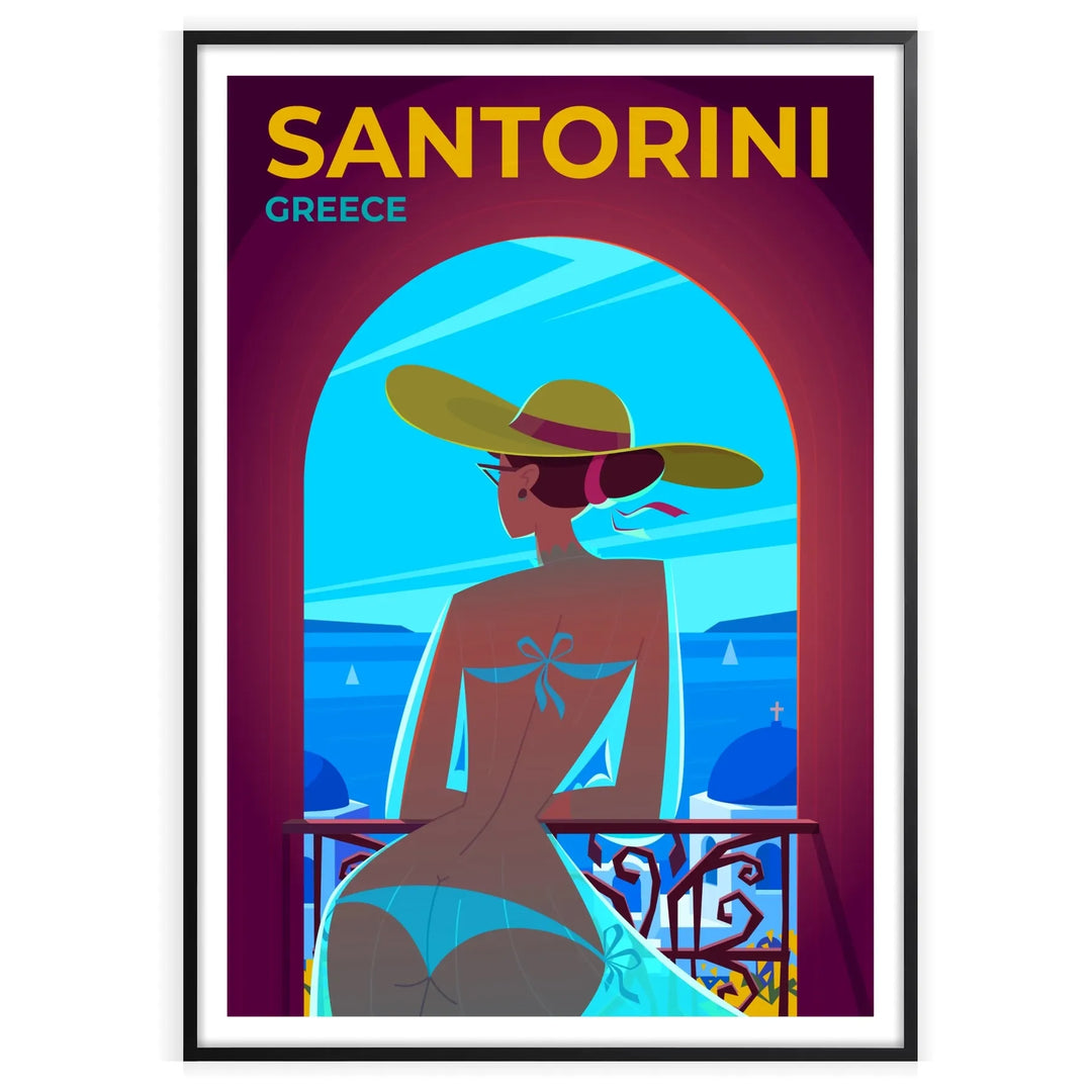 Santorini Print Greece Travel Poster home deco premium print affiche locadina wall art home office vintage decoration