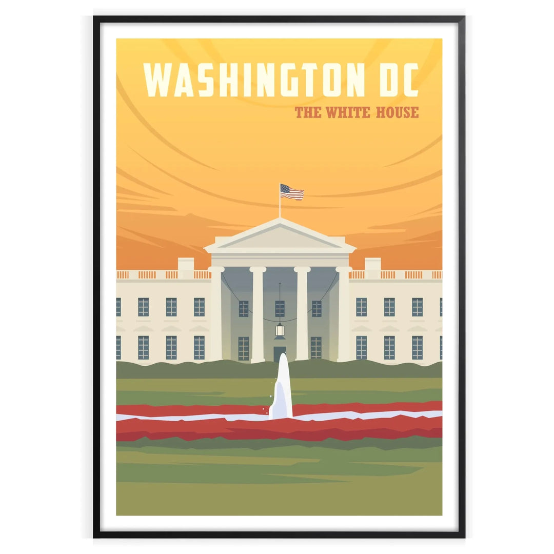 White House Print Washington Travel Poster home deco premium print affiche locadina wall art home office vintage decoration