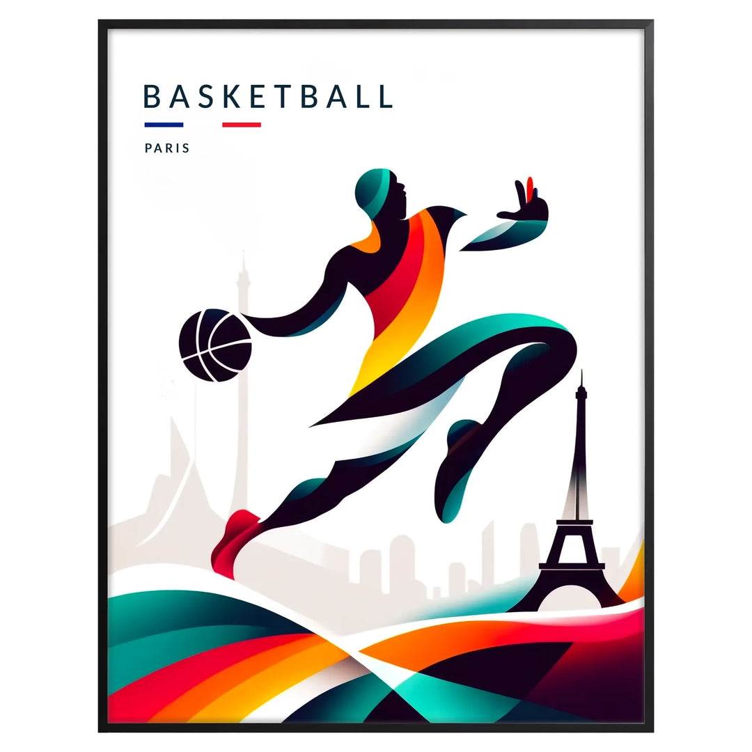 basketball print poster paris poster eiffel tower