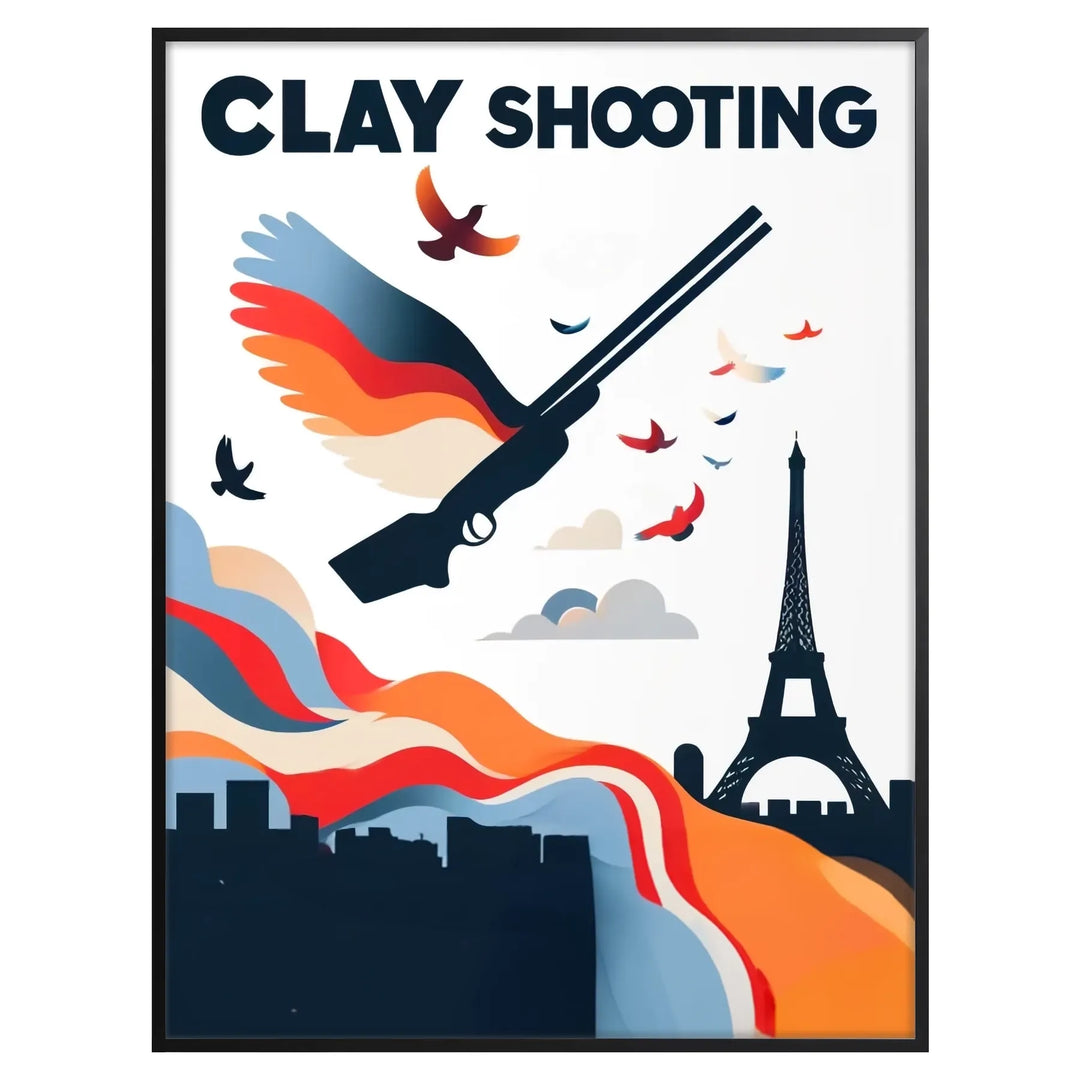 ball trap clay shooting print poster paris poster eiffel tower