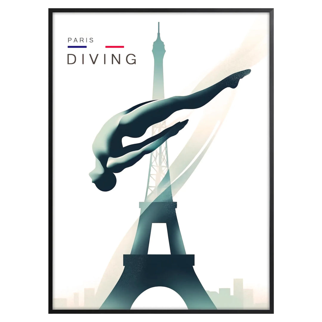 diving print poster paris poster eiffel tower