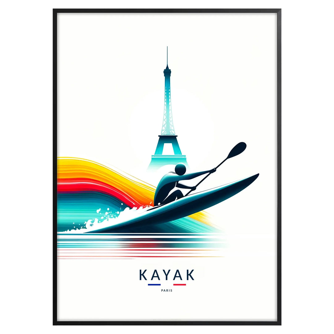kayak kayaking print poster paris poster eiffel tower