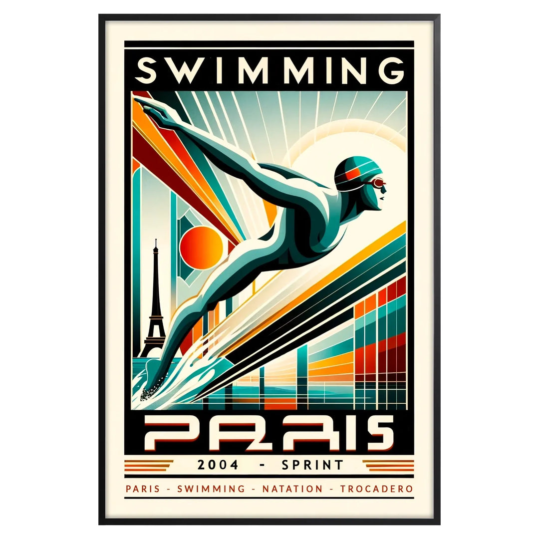 swimming poster paris poster print