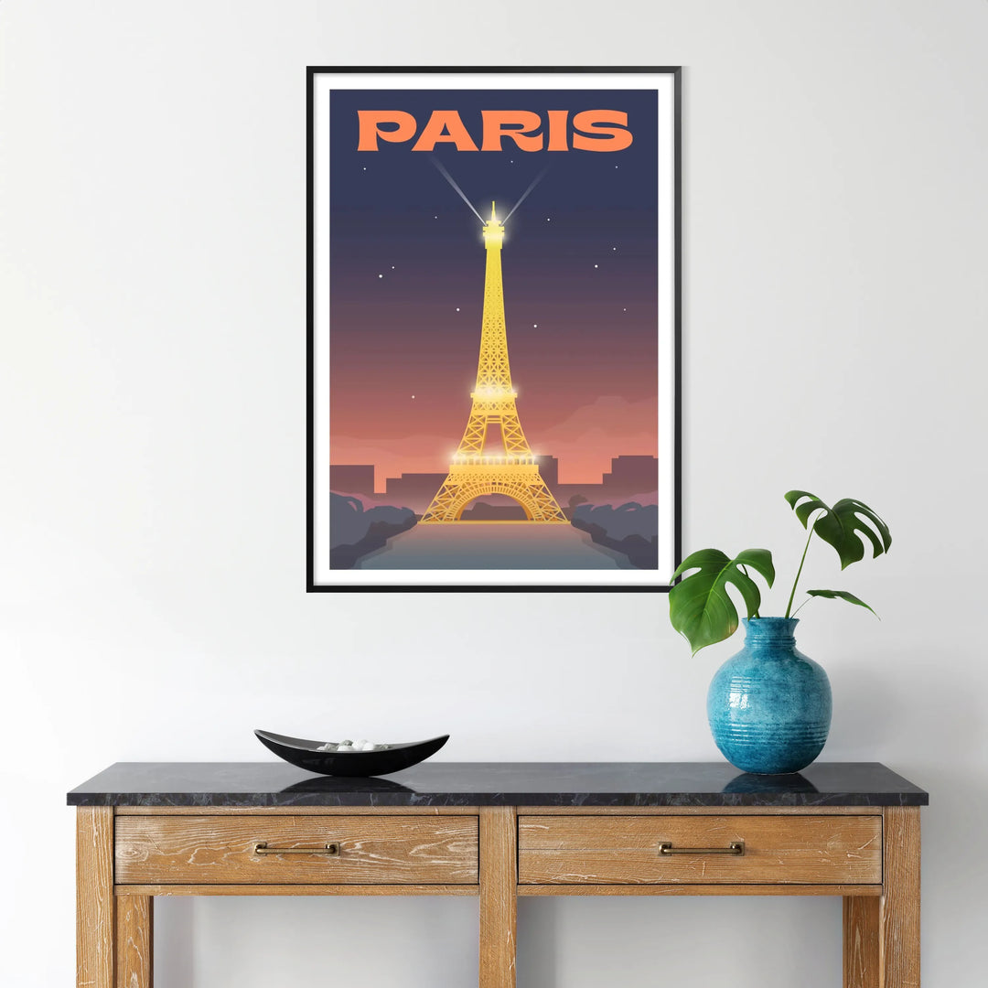 Night Paris Print Wall Art Poster