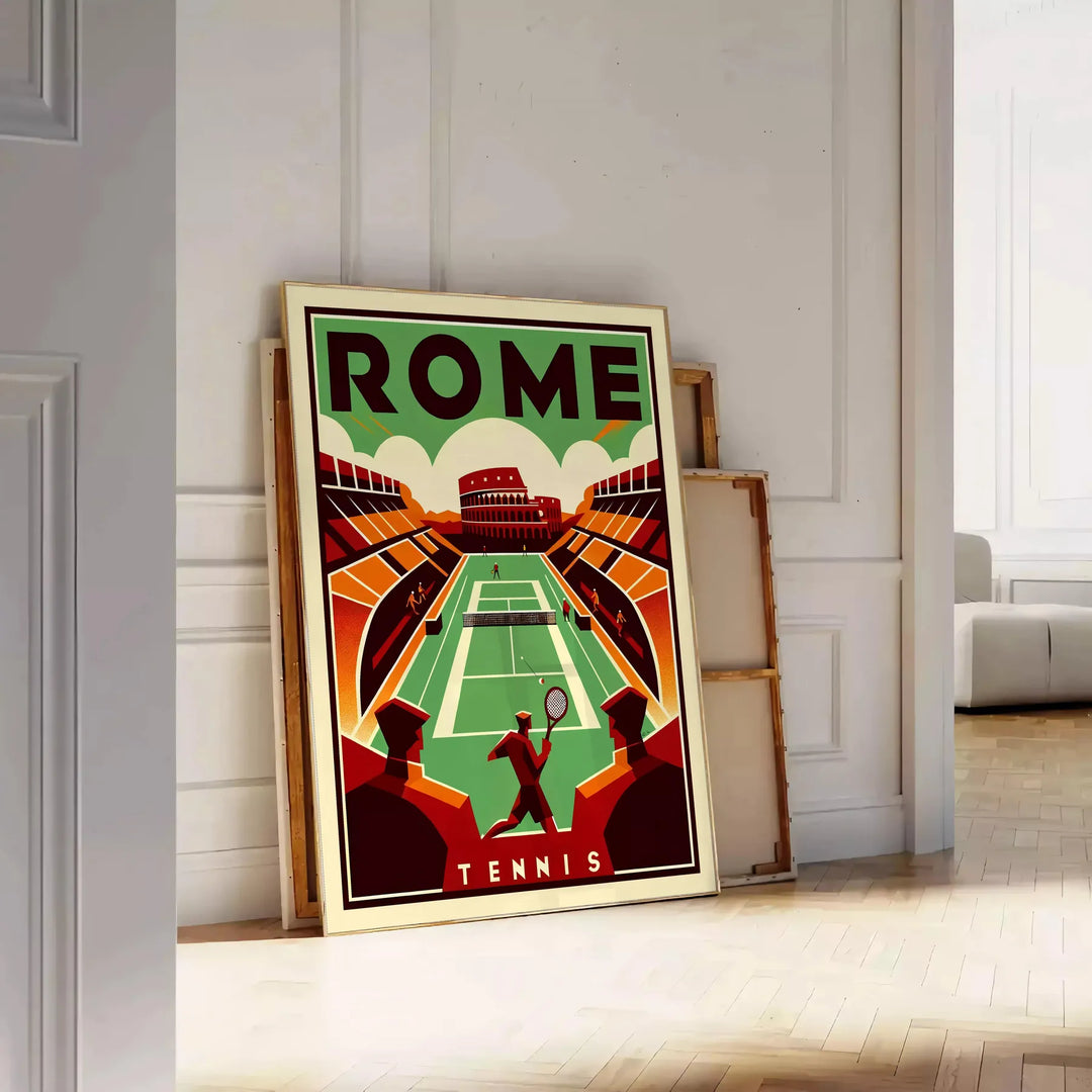 Unleashing Creativity: Art Deco Meets Grand Slam Tennis in Unique Court Illustration Posters