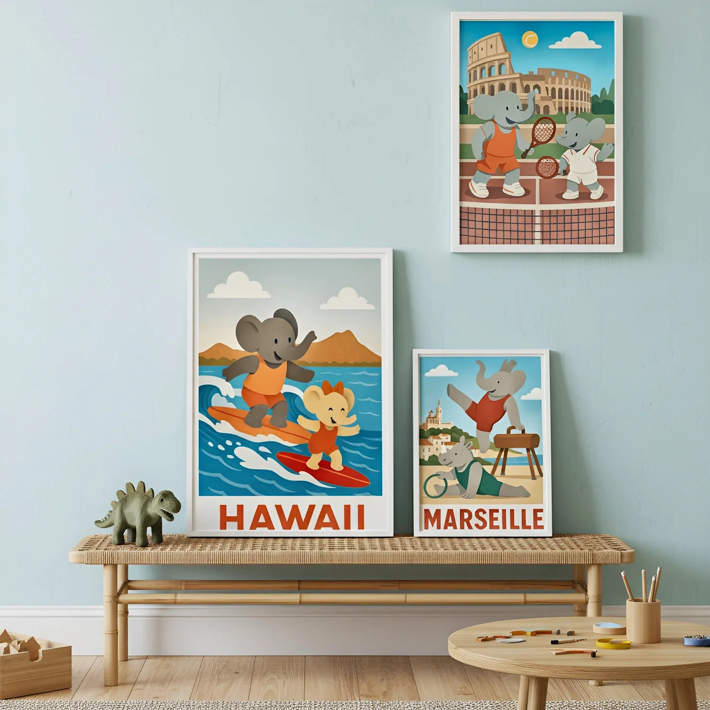marseille  roma kids poster enfant affiche surf hawaii room 