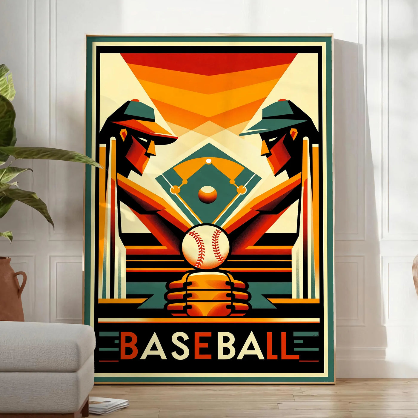 art deco baseball vintage poster / affiche living room /salon