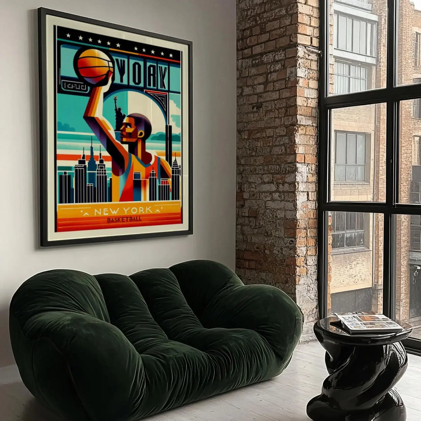 basketball player new york poster affiche art deco living room salon