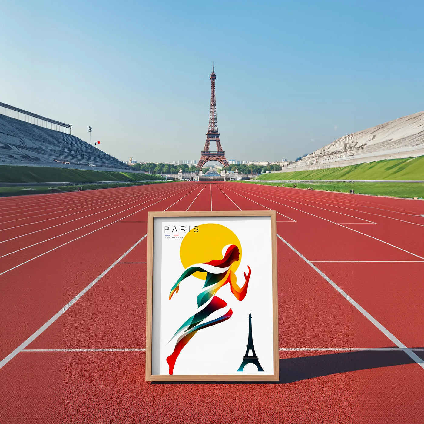 SPRINT COURSE AFFICHE JO JEUX OLYMPIQUE OLYMPICS GAMES PARIS 2024 1924 ART DECO POSTER VINTAGE