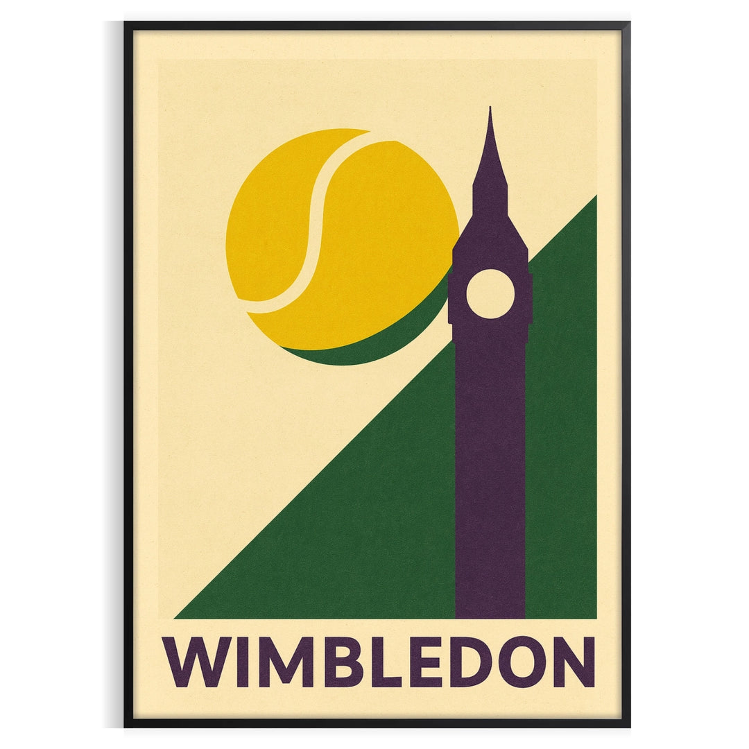 space stunning Wimbledon Tennis Night poster captivating blend gray green hues sports enthusiasts elegance excitement room love dimensions A4 cm A0