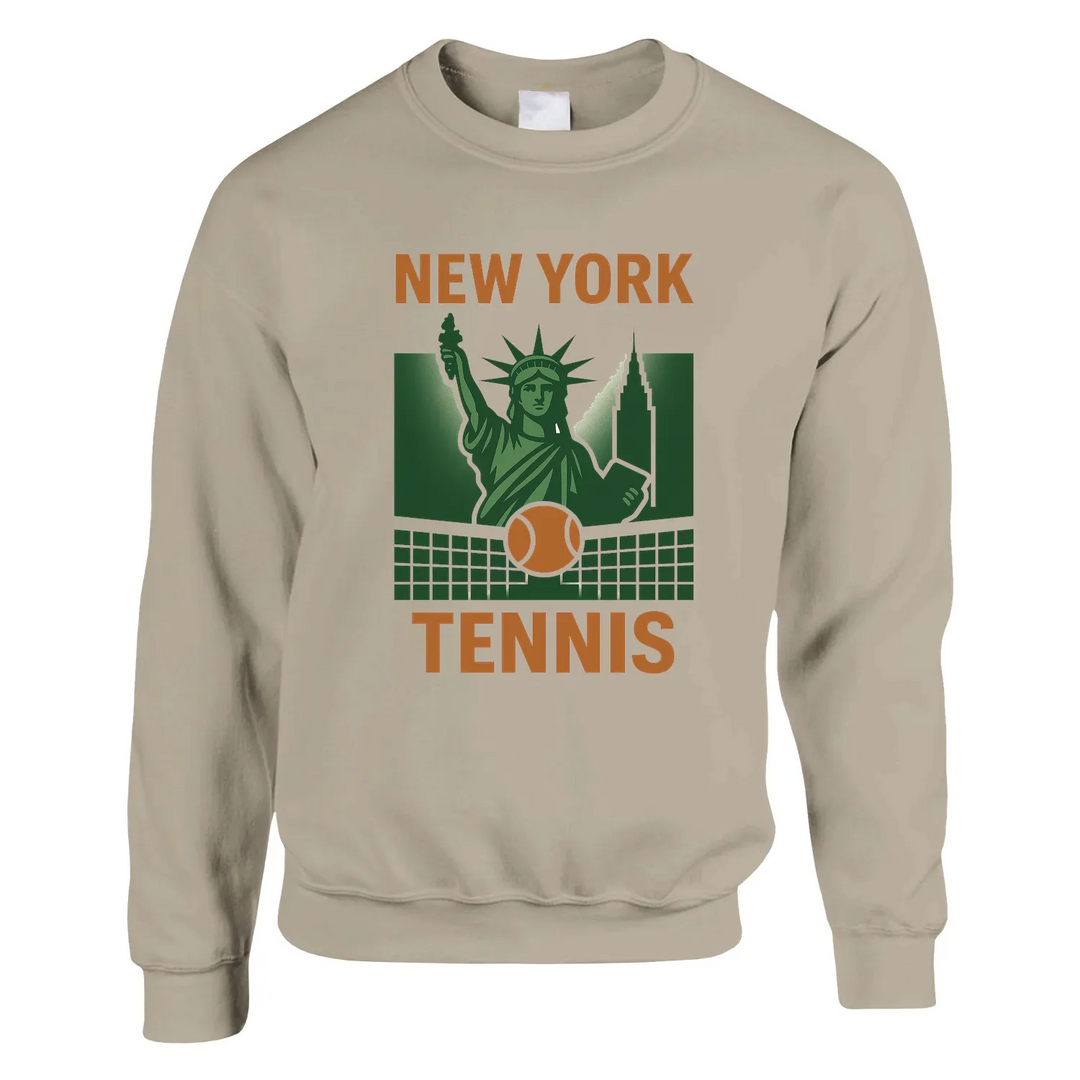 New York Tennis Sweater un sweat - shirt épais unisexe mélange doux 50 % coton polyester coupe classique une douceur inégalée grâce à la filature jet air coutures robustes look sportif élégant