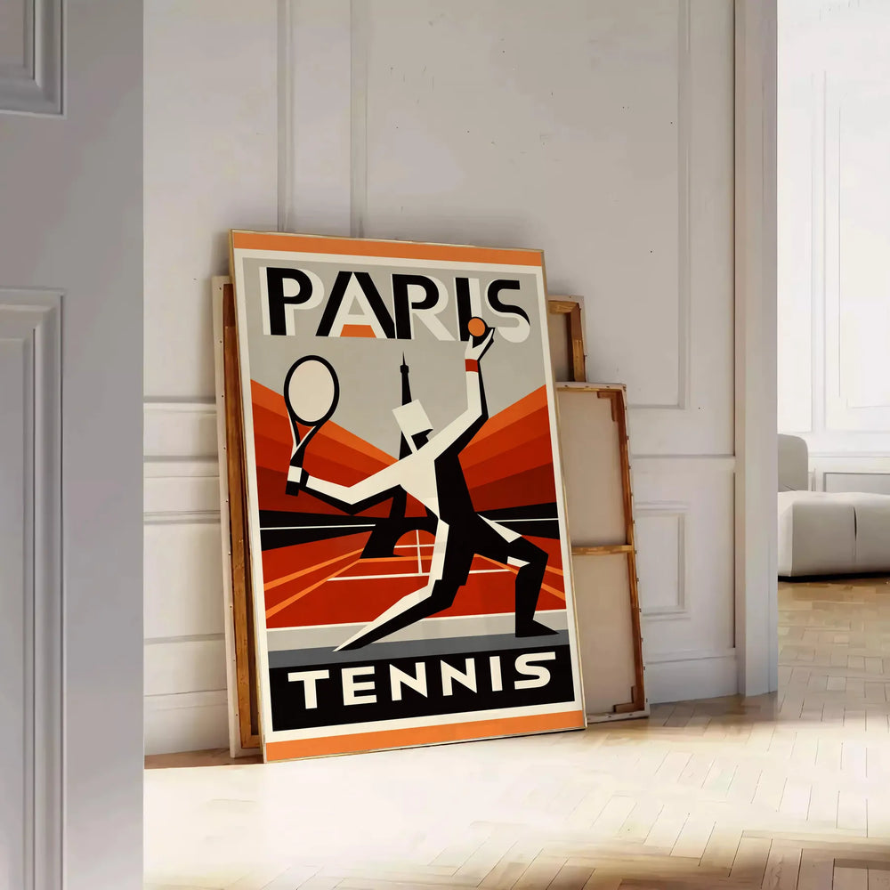 space stunning Paris France Tennis poster vibrant red green hues spirit game City Light dimensions perfect addition sports lover collection option