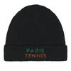 un style bonnet Paris Tennis 1 100 % coton bio confort respect environnement respirant brodé idéal intérieur extérieur mode durabilité