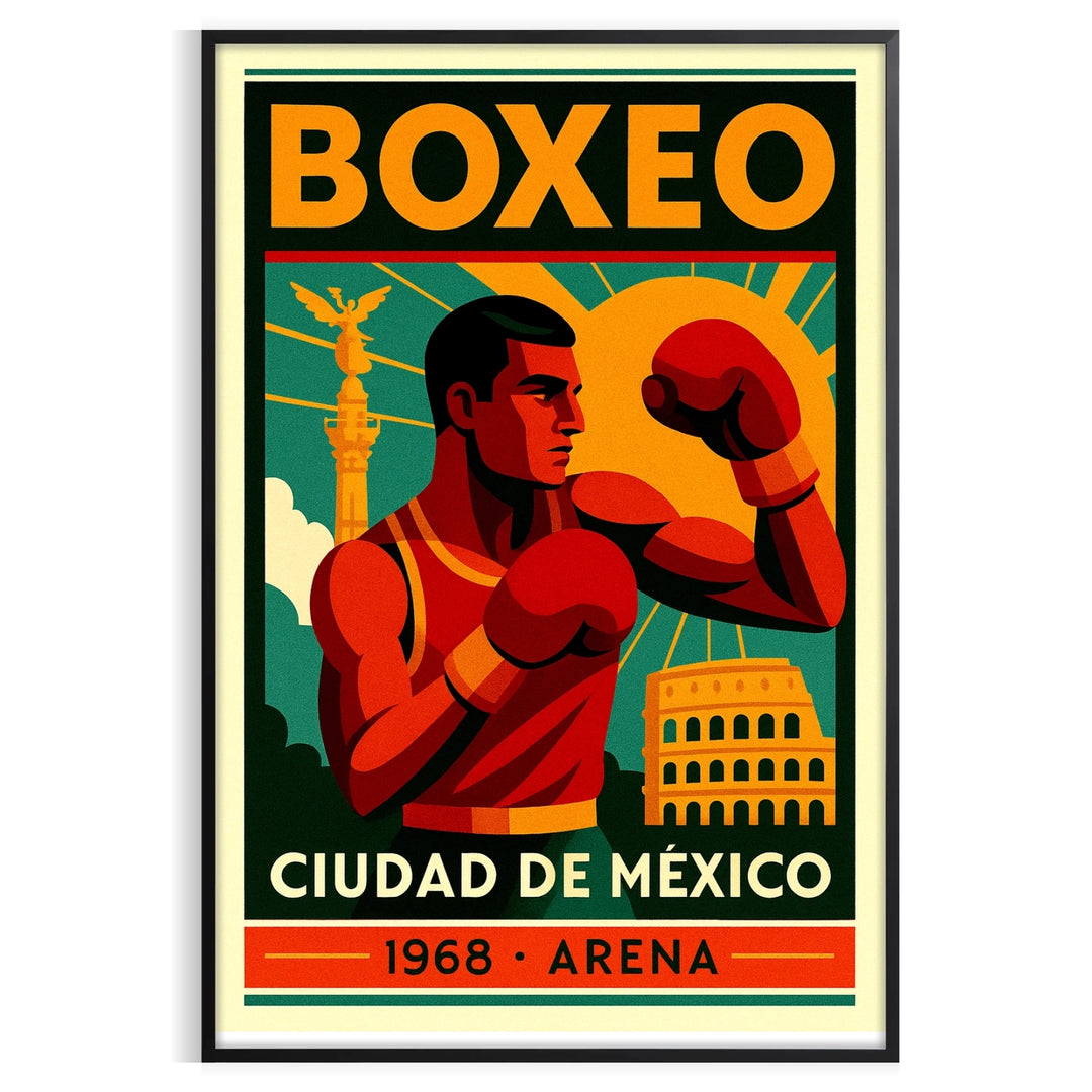 intensity striking Mexico poster bold red black colors enthusiasts sports fans space dynamic artwork dimensions cm A4 A0