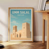 Umm Salal Qatar poster depicting minimalist architectural landscape in brown and gray