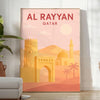 Stylized Al Rayyan, Qatar poster in warm yellow and orange hues