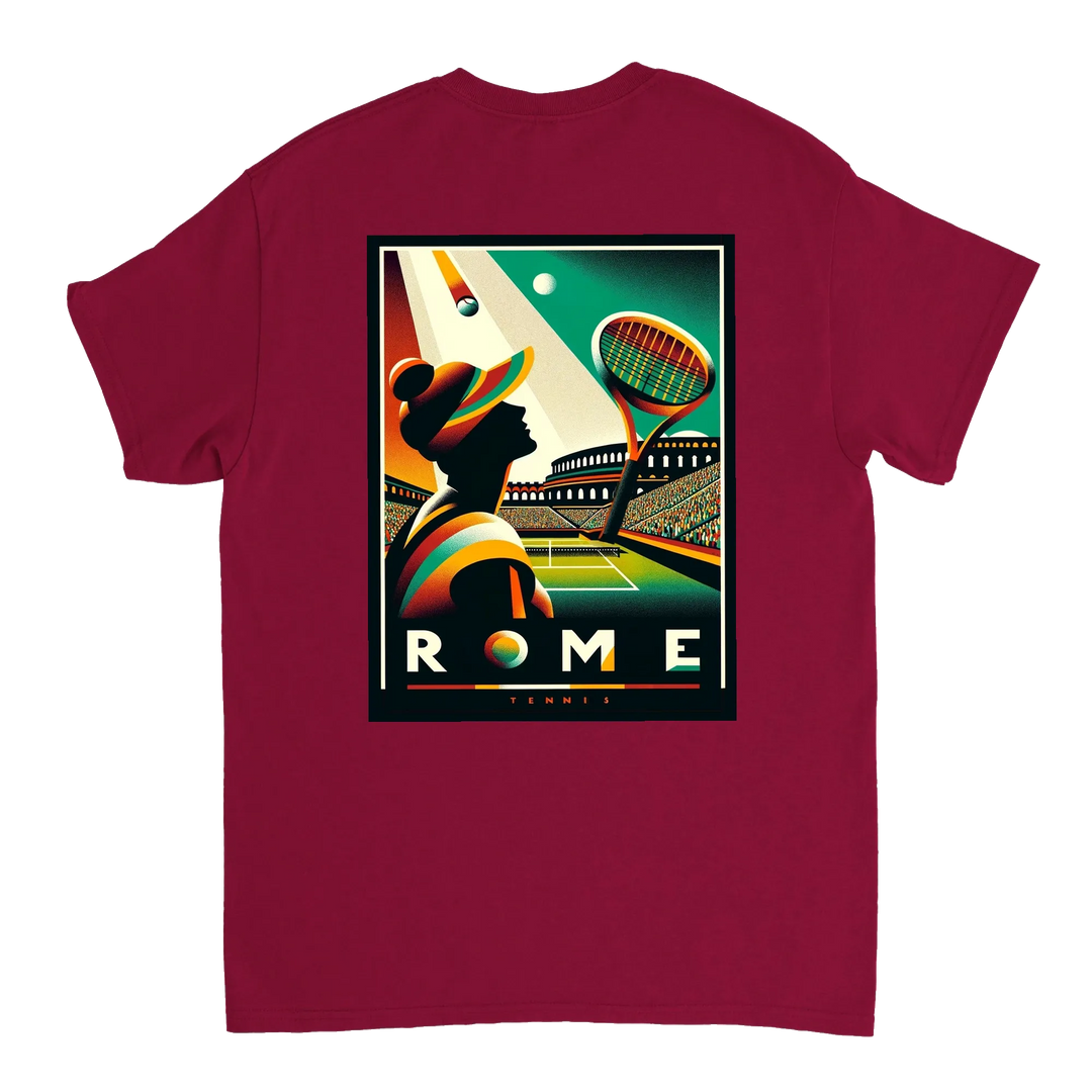 Image Red de Roma Tennis Tshirt  [color:red] [view:back]