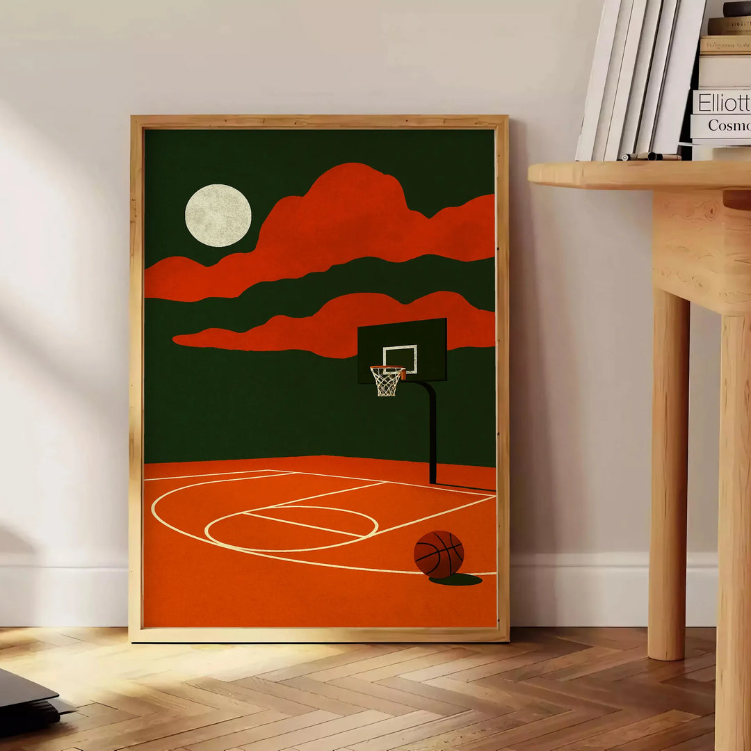 Poster vintage di basket "Basketball Night Call 54", disponibile in dimensioni 50x70 o 30x40, perfetto per appassionati e col