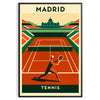Affiche captivante tennis Madrid couleurs vibrantes orange vert passionnés pièce unique intérieur dimensions 50x70 cm A4 A0