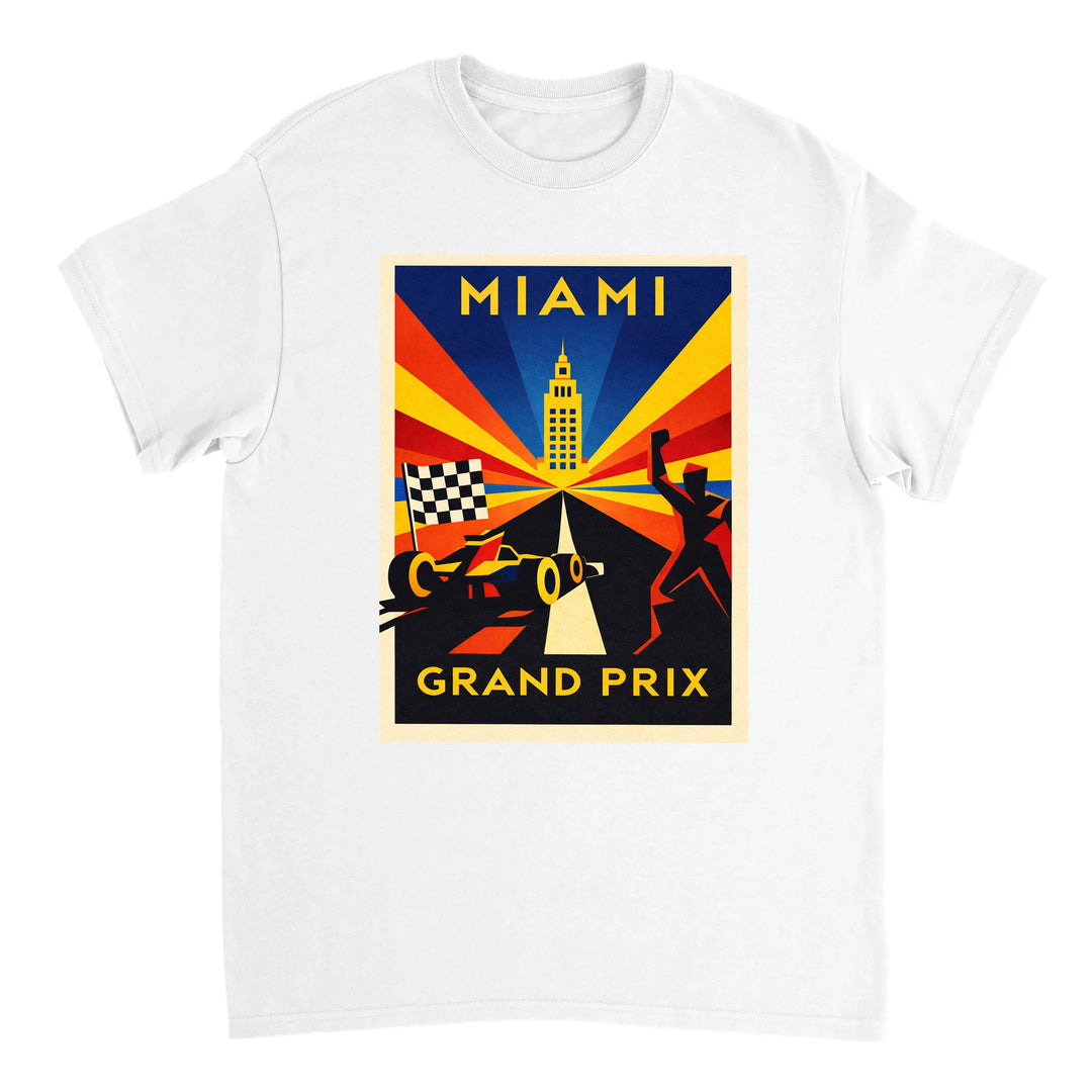 Miami F1 t-shirt i en färgstark design, hyllar den pulserande energin från Formel 1-scenen i USA. Finns i storlekar S till XX