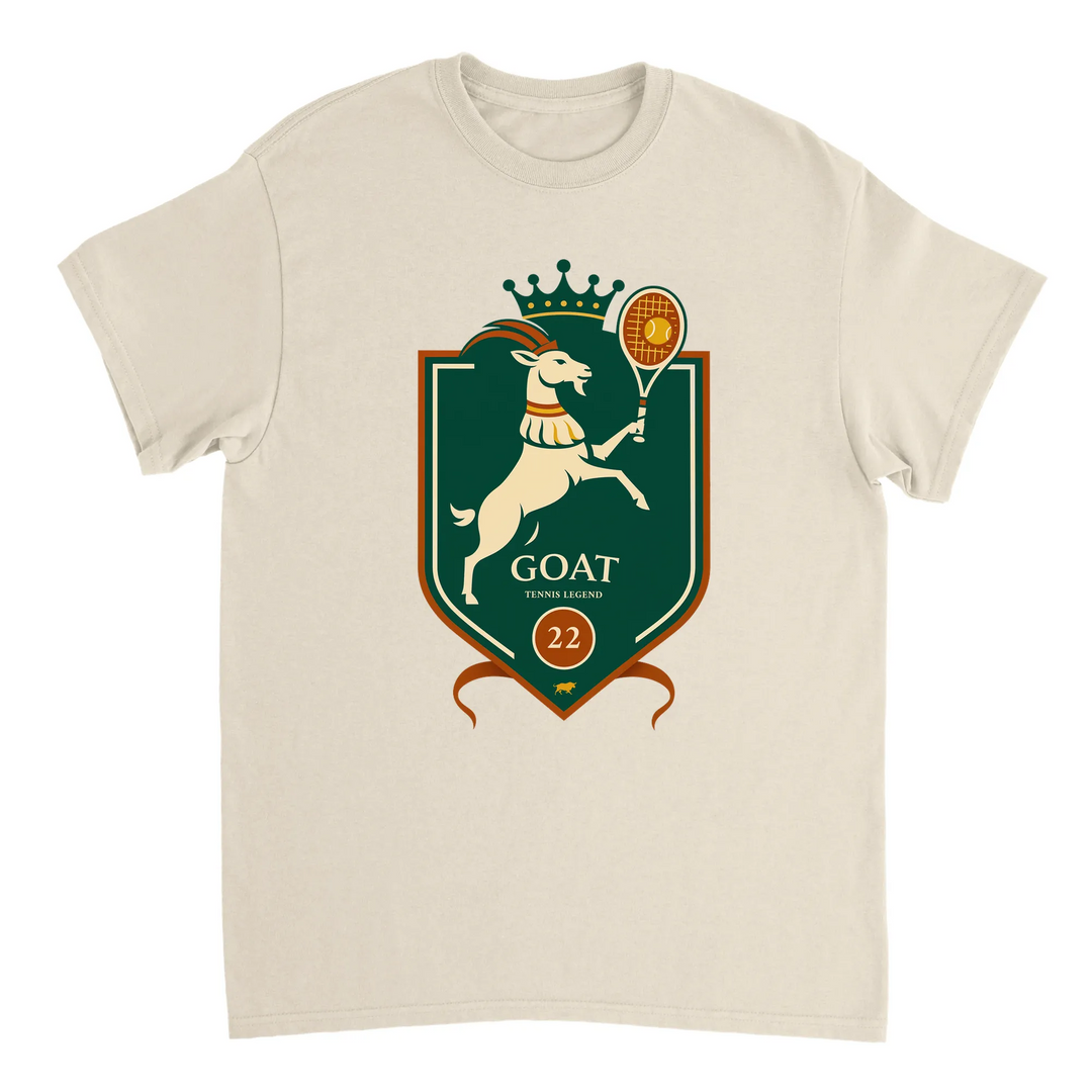 ラファエル・ナダルを称えるテニスGOATのTシャツ。プレミアムコットン製で、快適さを追求した必携アイテム。