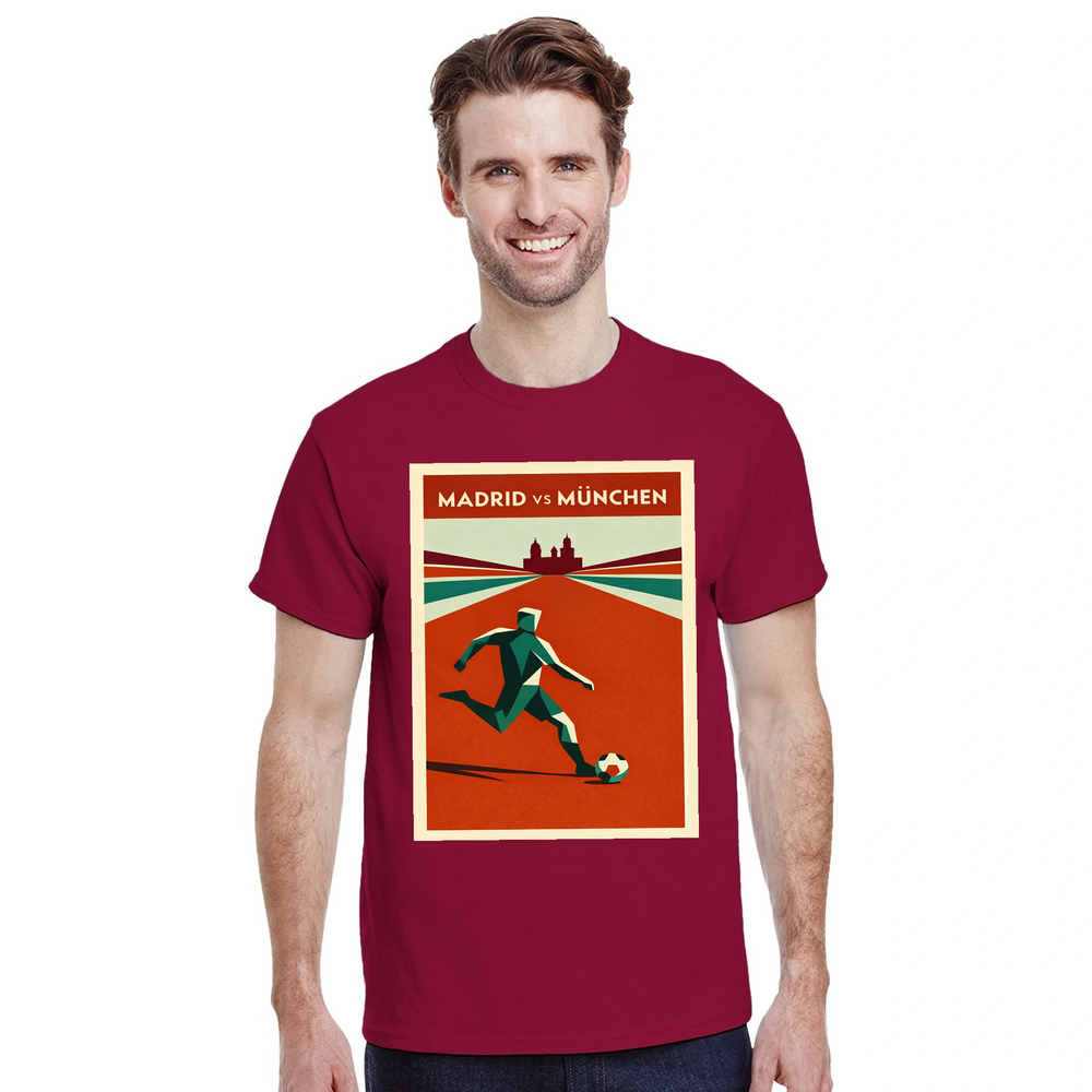 T-shirt featuring a graphic of Madrid's football culture