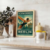 ambiance Berlin affiche Swimming teintes marron vert 50x70 30x40 idéal espace œuvre captivante style encadré