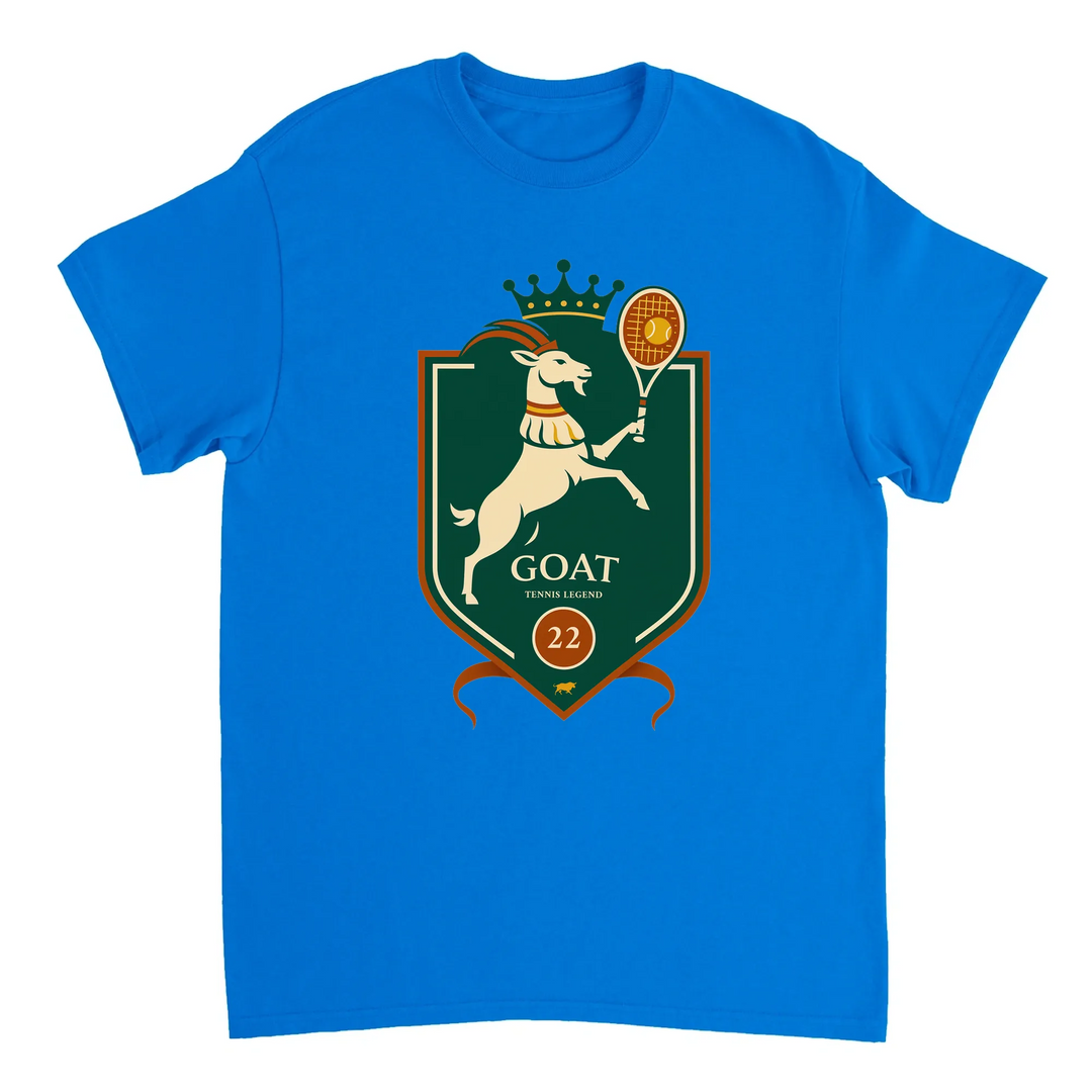 ラファエル・ナダルを称えるテニスGOATのTシャツ。プレミアムコットン製で、快適さを追求した必携アイテム。