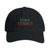 Vintage broderad keps 'Roma Tennis' med låg ostrukturerad krona