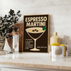 Affiche élégante thème espresso martini nuances noir gris dimensions 50x70 30x40 accessoire parfait décoration cadre disposition