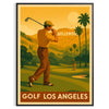 space stunning vintage golf poster art Los Angeles charm rich brown green tones best gift golfers deco piece available frames dimensions A4 cm timeless elegance