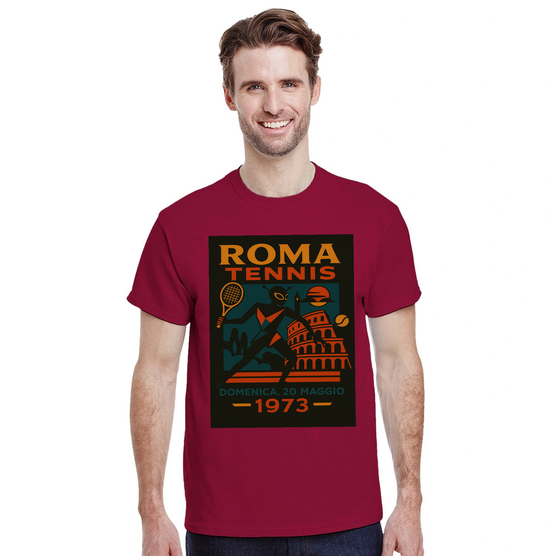 T-shirt Alien Roma Tennis, un capo unico che unisce un tema alieno giocoso alla passione per il tennis, disponibile in divers