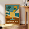 affiche élégante cocktail Pina Colada teintes gris orange saisissantes pièce unique une touche tropicale décoration A4 cm A0