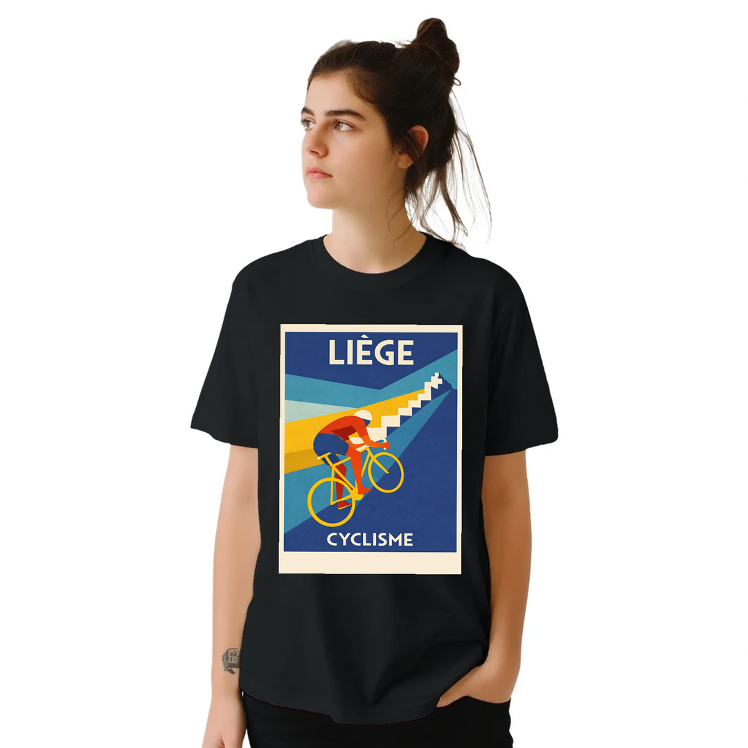 T-shirt Liège Belgium Cyclisme, ιδανικό για ποδηλάτες και καθημερινές εμφανίσεις, διαθέσιμο σε S, M, L, XL, XXL