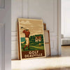golf poster art vintage Deauville scene rich brown green hues best gift golfers elegant wall sizes prints collection frame