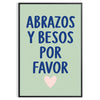 affiche Abrazos Besos Por Favor teintes motivantes gris bleu charme intérieur disponible dimensions 50x70 30x40 pièce unique encadrement quotidien