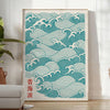stunning Blue Wave Japanese poster vibrant red orange hues captivating contrast touch elegance space decor today sizes A4 cm A0