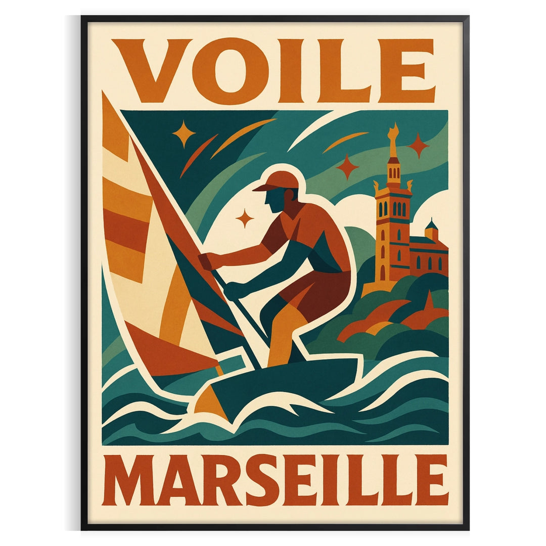 beauty sailing Marseille stunning blue green poster nautical touch decor artwork essence Mediterranean eye today available A4 cm A0