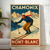 stunning Ski Chamonix Mont Blanc poster vibrant brown red hues dimensions perfect touch alpine adventure space eye piece available