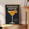 Affiche exclusive thème cocktail Pornstar Martini parfaite intérieur élégants tons noir gris formats 50x70 30x40 pièce unique cadre passionnés mixologie