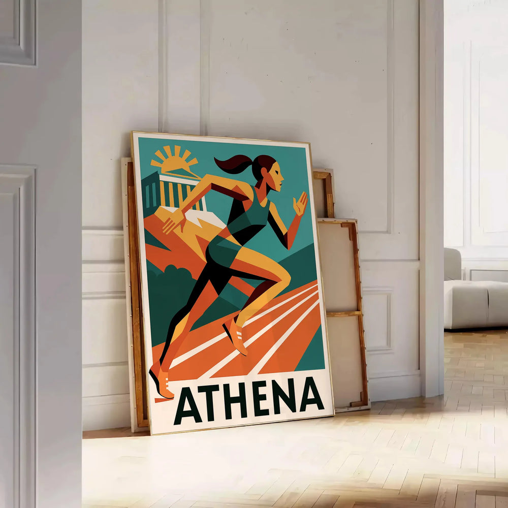 space vibrant Athletics Athena 199 poster dynamic orange white colors energy passion sports athlete enthusiast dash motivation decor A4 cm A0