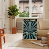Art Déco poster of Cologne skyline in green and black
