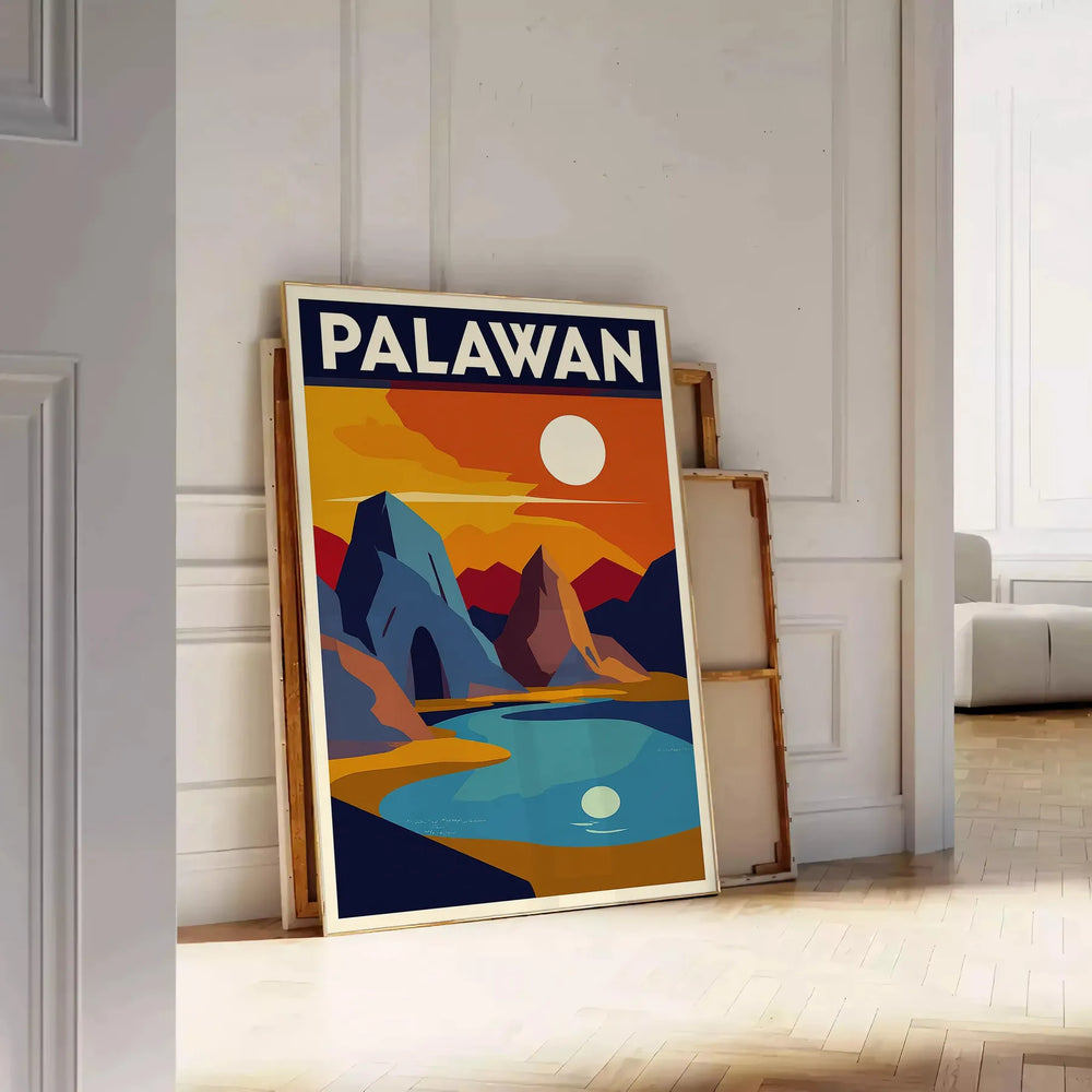 timeless beauty Palawan Philippines stunning vintage travel art deco poster elegant gray white tones piece perfect space decor dimensions cm more collectors travelers