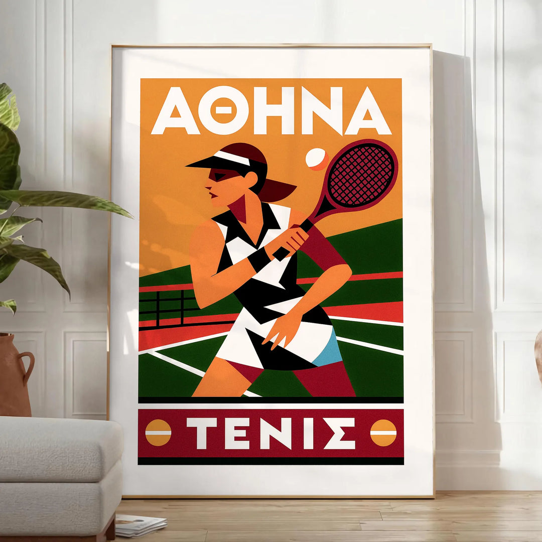 space striking Athena Tennis 22 poster bold red black design essence game enthusiast dynamic touch decor available A4 cm A0