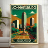 charm Johannesburg vintage travel poster stunning Art Deco designs sophisticated gray brown hues decor essence South Africa vibrant history space unframed options perfect look