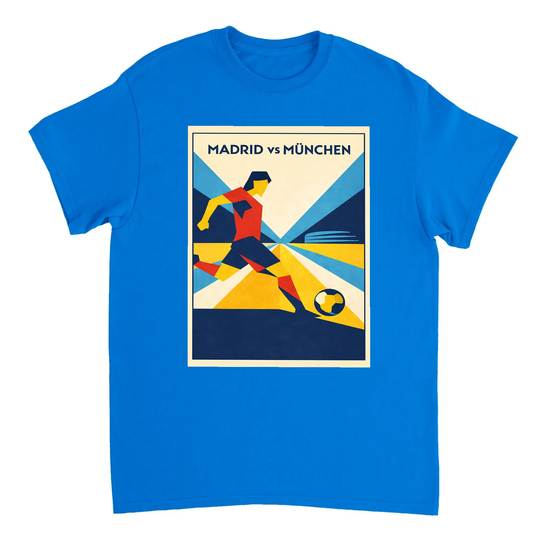 T-shirt featuring a graphic of a football with Madrid, Spain text