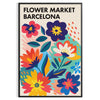 stunning Flower Market Barcelona Botanical 4 poster vintage print vibrant blue orange space timeless elegance style framed lovers