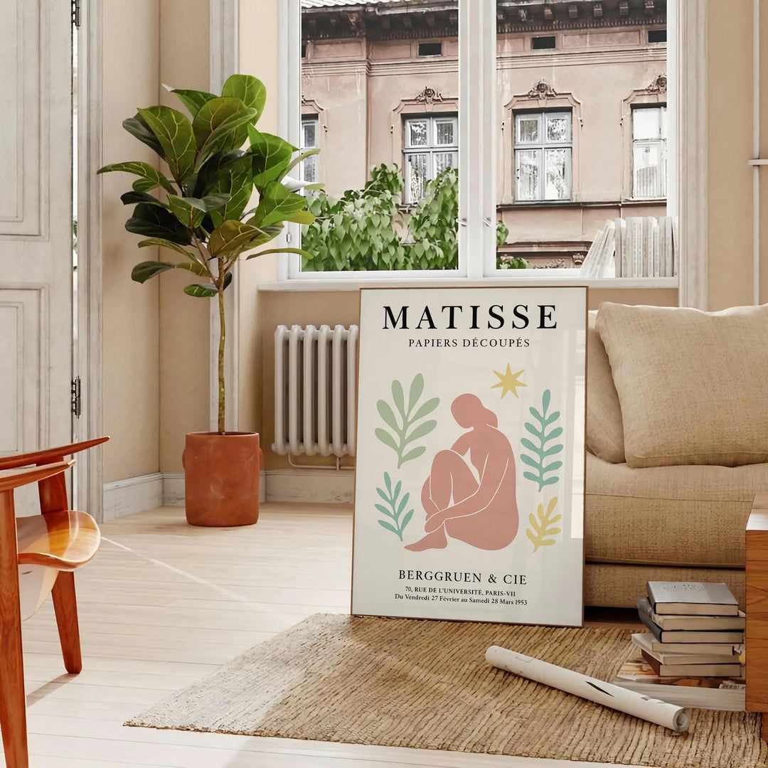 Henri Matisse poster med svarta och orange papiers découpés, perfekt för att förhöja ditt rum. Finns i flera storlekar