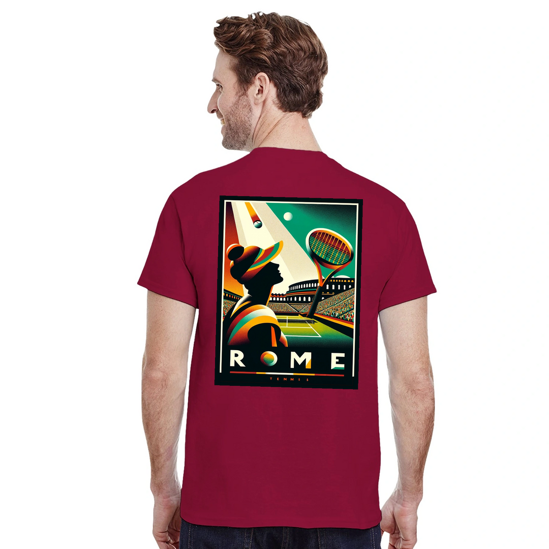 Image Red de Roma Tennis Tshirt  [color:red] [view:back]