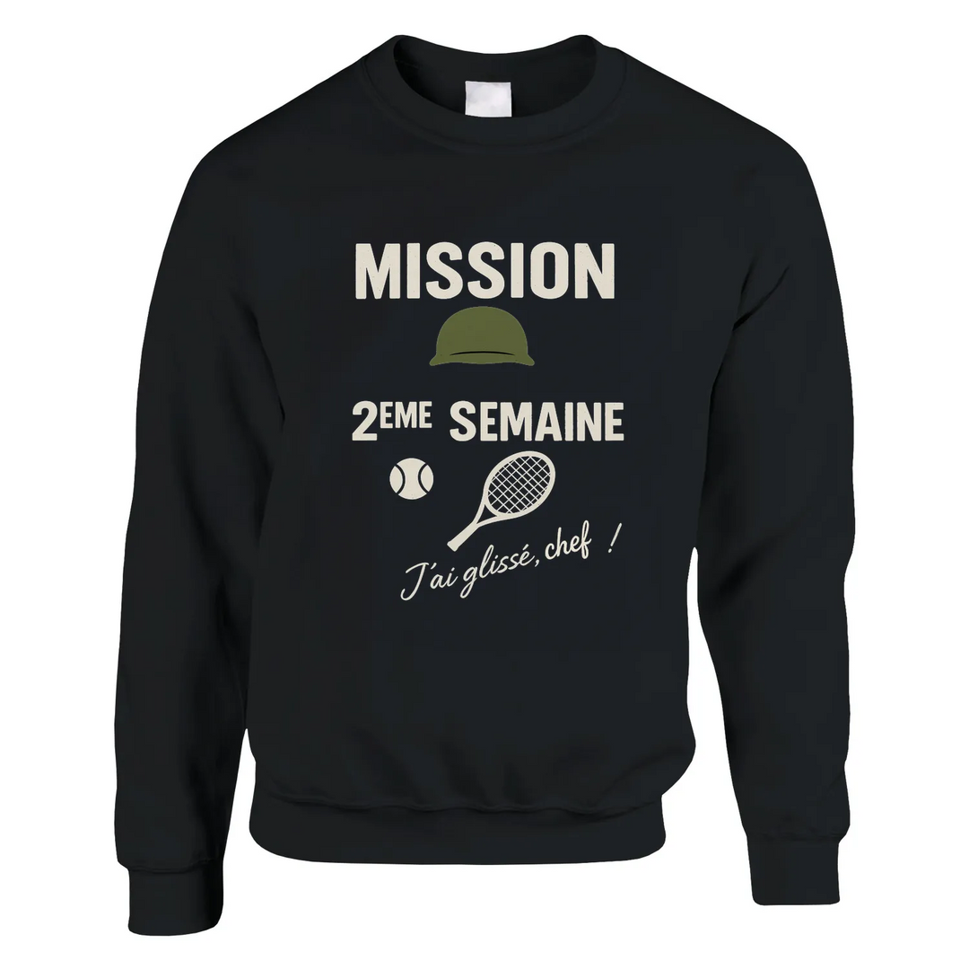 Maglione unisex Mission 2Eme Semaine Tennis in morbido cotone e poliestere, con taglio classico e finitura anti-pilling